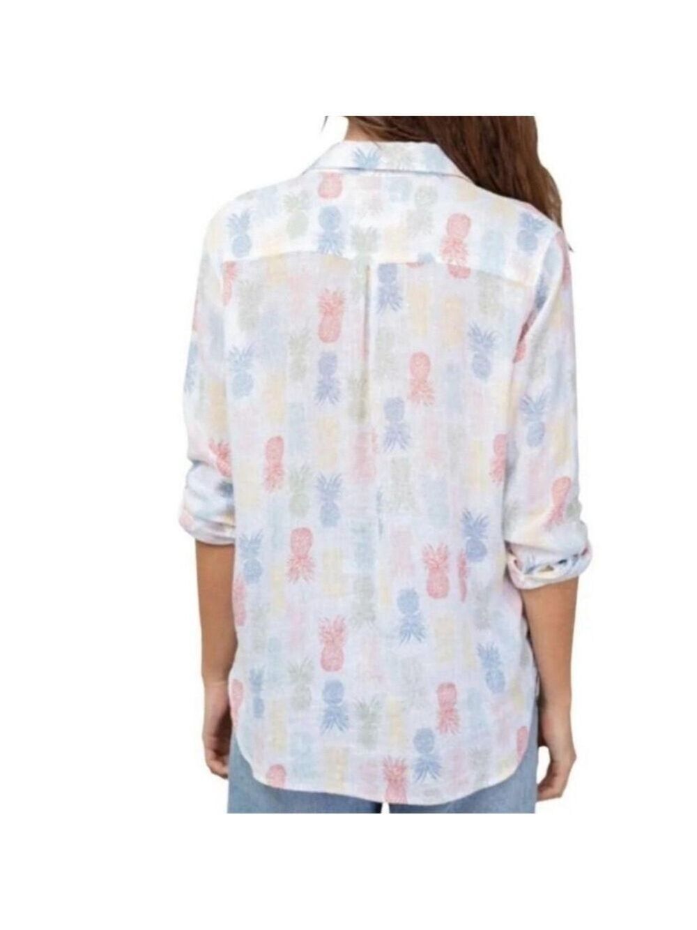 RAILS CHARLI RAINBOW PINEAPPLE LIGHTWEIGHT LINEN BLEND BUTTON DOWN SHIRT XS / S - Picture 4 of 14